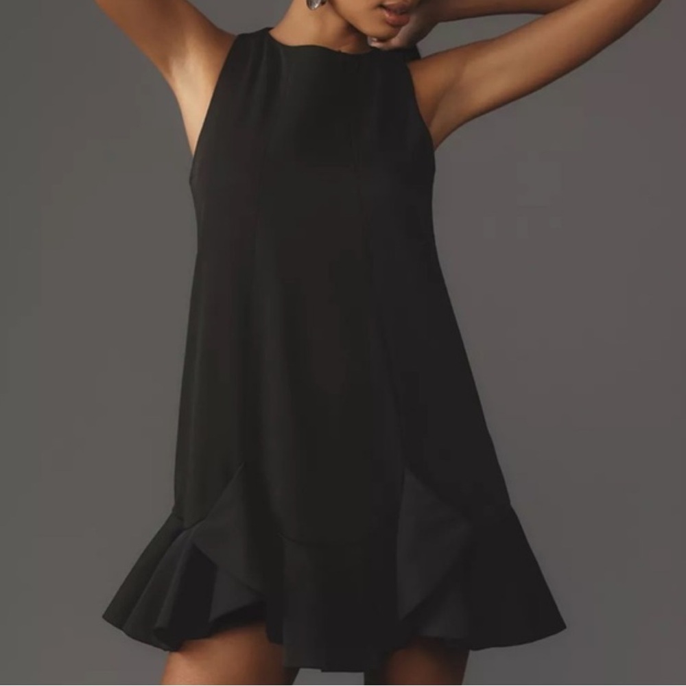 Mac Duggal Black Ruffled Halter Mini Dress